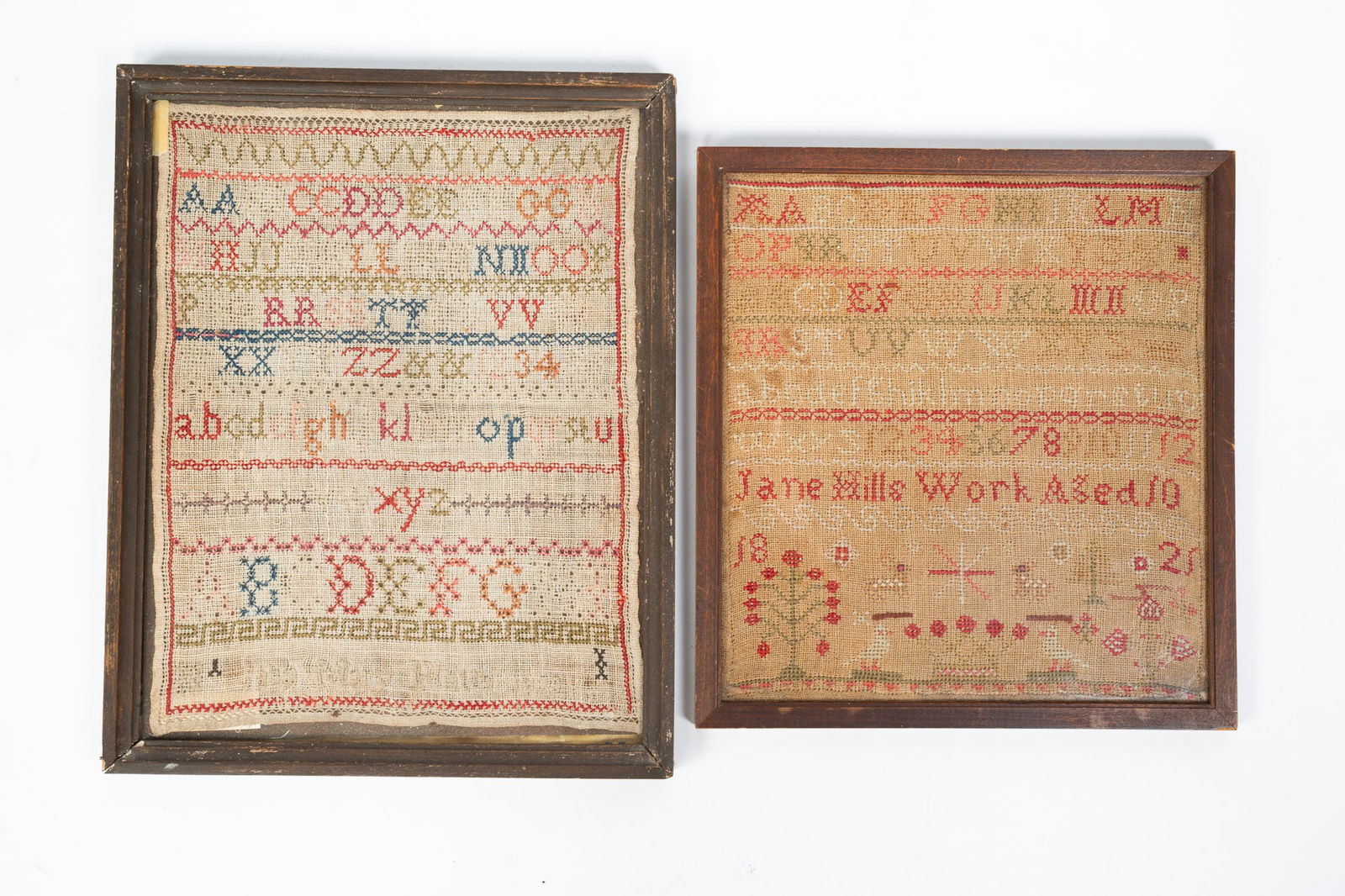 TWO NEEDLEWORK SAMPLERS. (1 of 4)