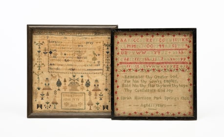 TWO NEEDLEWORK SAMPLERS.