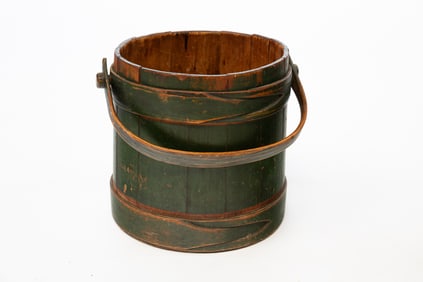 S. UNDERWOOD GREEN-PAINTED PINE FIRKIN.