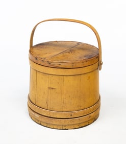 LARGE AMERICAN MUSTARD-PAINTED FIRKIN.