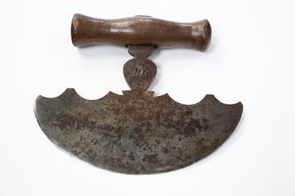 AMERICAN HAND-FORGED FOOD CHOPPER INITIALED "J.H."