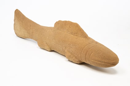 ERNEST "POPEYE" REED (OHIO, 1919-1985) FOLK ART CARVED STONE FISH.