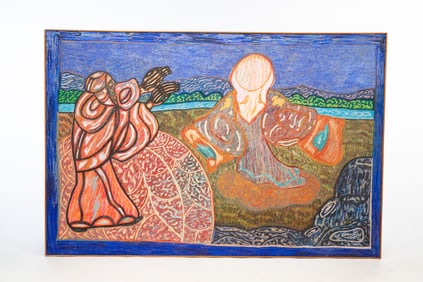 LARGE ANTHONY JOSEPH SALVATORE (YOUNGSTOWN,OHIO, 1938-1994) OIL STICK ON CANVAS.