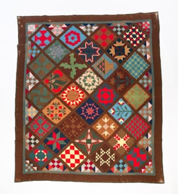 AMISH (HOLMES COUNTY, OHIO) COTTON "SAMPLER" QUILT.