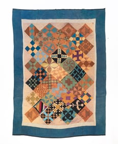 AMISH (HOLMES COUNTY, OHIO) COTTON "SAMPLER" QUILT.