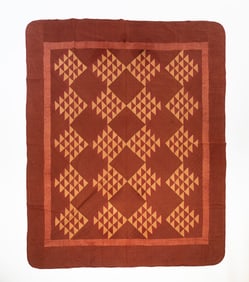 AMISH (HOLMES COUNTY, OHIO) COTTON "BIRDS IN FLIGHT" QUILT, DATED 1881.