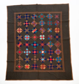 AMISH (HOLMES COUNTY, OHIO) COTTON "NINE PATCH" QUILT.