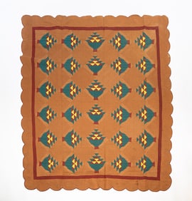 AMISH (OHIO) COTTON "BASKET OF CHIPS" QUILT.