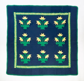 MARY MILLER (AMISH, HOLMES COUNTY, OHIO) COTTON "NORTH CAROLINA LILY WITH FLYING GEESE BORDER"