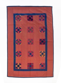 AMISH (OHIO) COTTON "CHURN DASH" QUILT.