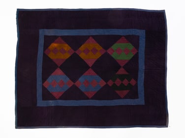 AMISH (HOLMES COUNTY, OHIO) WOOL "JACOB'S LADDER" CRIB QUILT.