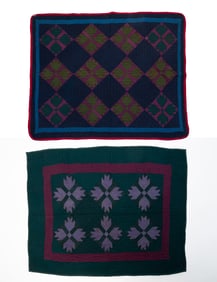 AMISH (HOLMES COUNTY, OHIO) WOOL AND COTTON "BEAR PAW" CRIB QUILTS.