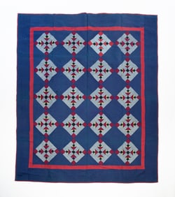AMISH (HOLMES COUNTY, OHIO) COTTON BLOCK QUILT.