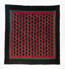 AMISH (GEAUGA COUNTY, OHIO) COTTON "BABY BLOCKS" QUILT.