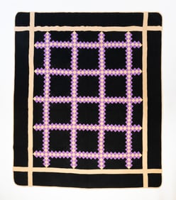 AMISH (WAYNE COUNTY, OHIO) COTTON "DOUBLE IRISH CHAIN" QUILT.