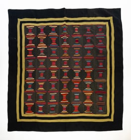 AMISH (HOLMES COUNTY, OHIO) WOOL "COURTHOUSE STEPS" QUILT.