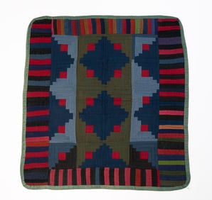 AMISH (HOLMES COUNTY, OHIO) "LOG CABIN, LIGHT AND DARK" CRIB QUILT.