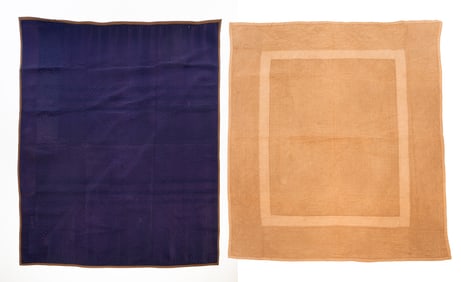 DENA MILLER (AMISH, HOLMES COUNTY, OHIO) WOOL "PLAIN" QUILT AND AMISH "PLAIN WITH INNER BORDER" CRIB
