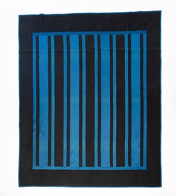 AMISH (HOLMES COUNTY, OHIO) COTTON "SPLIT BARS" QUILT.