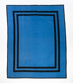 AMISH (WAYNE COUNTY, OHIO) COTTON "PLAIN WITH DOUBLE INNER BORDER" QUILT.