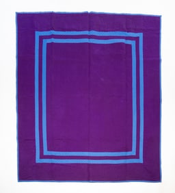 AMISH (WAYNE COUNTY, OHIO) COTTON "PLAIN WITH DOUBLE INNER BORDER" QUILT.