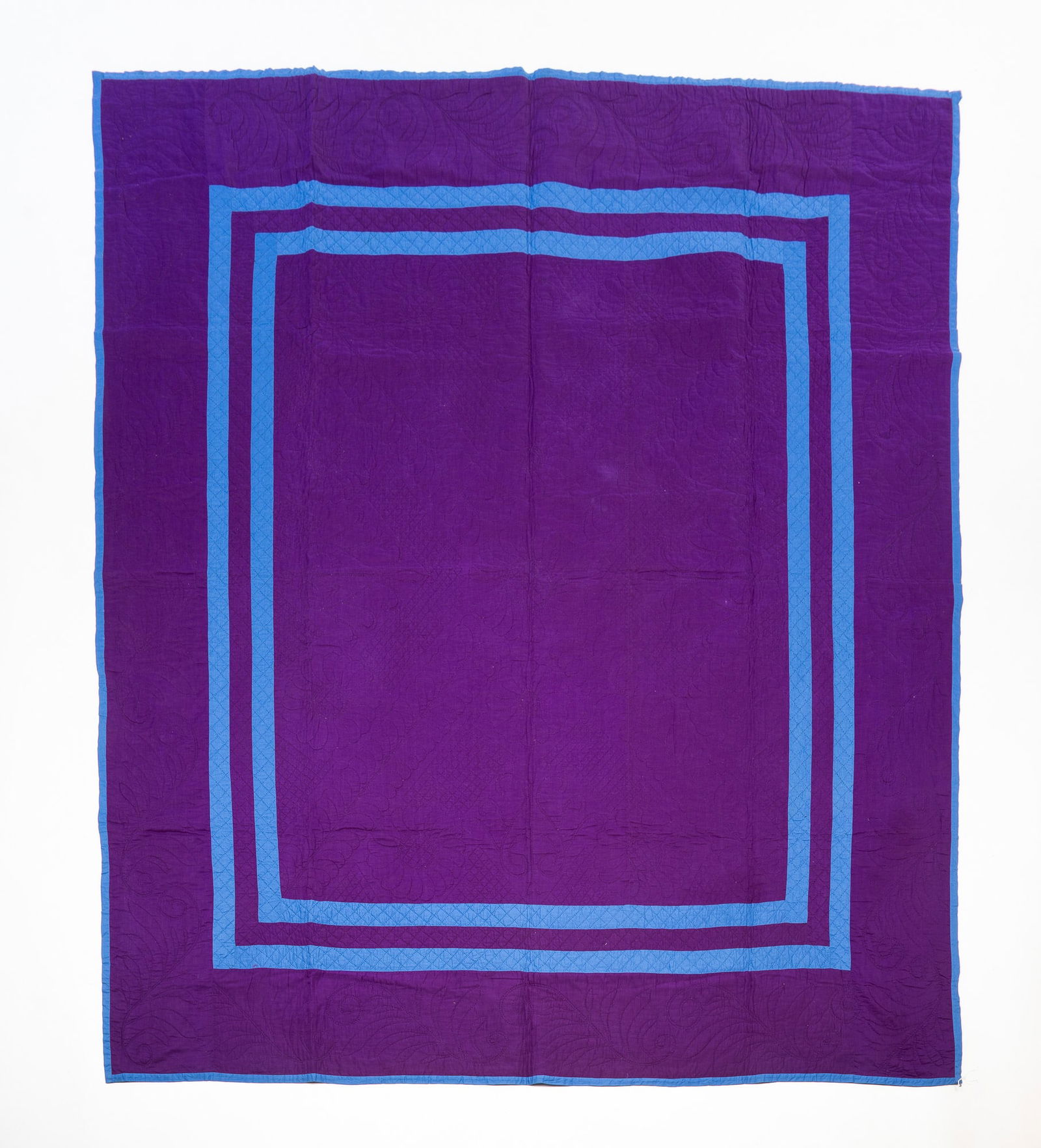 AMISH (WAYNE COUNTY, OHIO) COTTON "PLAIN WITH DOUBLE INNER BORDER" QUILT. (1 of 3)