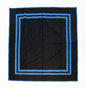 AMISH (WAYNE COUNTY, OHIO) COTTON "PLAIN WITH DOUBLE INNER BORDER" QUILT.