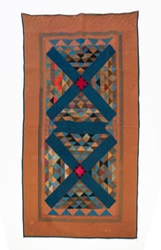AMISH (MT. HOPE, HOLMES COUNTY, OHIO) COTTON "RAILROAD CROSSING" QUILT.