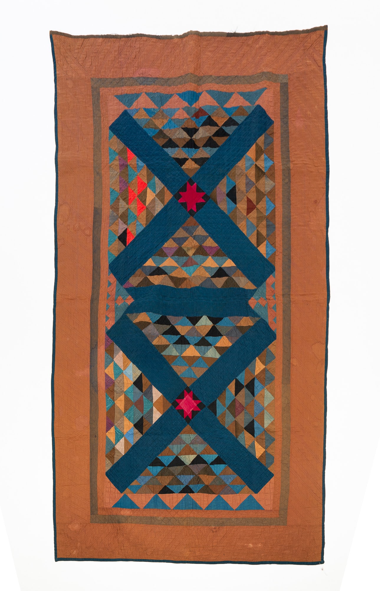 AMISH (MT. HOPE, HOLMES COUNTY, OHIO) COTTON "RAILROAD CROSSING" QUILT. (1 of 3)