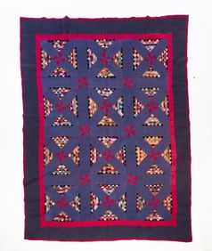 AMISH (BALTIC, HOLMES COUNTY, OHIO) COTTON "RAILROAD CROSSING" QUILT.