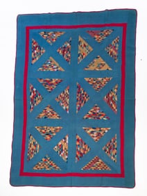 AMISH (GEAUGA COUNTY, OHIO) COTTON "RAILROAD CROSSING" QUILT, DATED 1897.