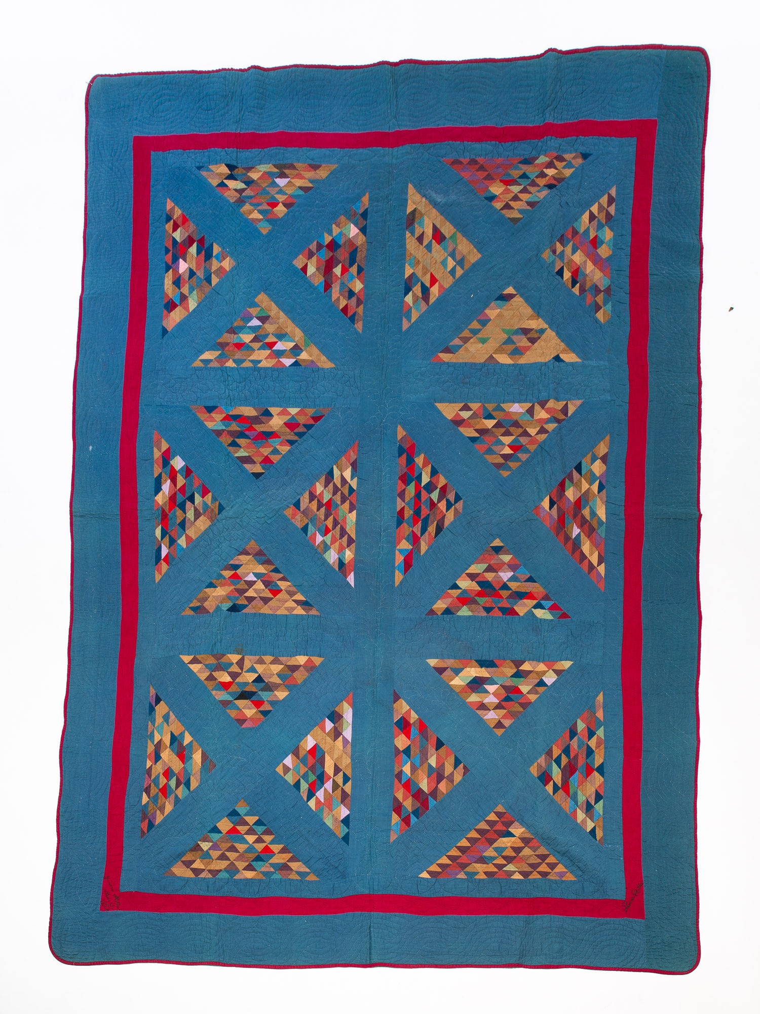 AMISH (GEAUGA COUNTY, OHIO) COTTON "RAILROAD CROSSING" QUILT, DATED 1897. (1 of 5)