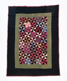 AMISH (HOLMES COUNTY, OHIO) COTTON "PINWHEEL" QUILT.