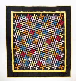 AMISH (HOLMES COUNTY, OHIO) COTTON "PINWHEEL" QUILT.
