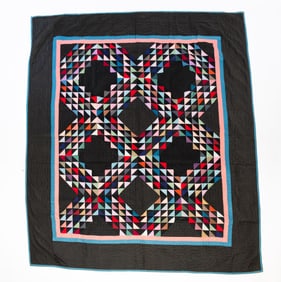 AMISH (SUGARCREEK, HOLMES COUNTY, OHIO) COTTON "OCEAN WAVES" QUILT.