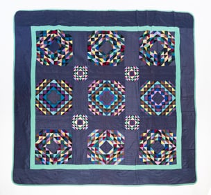 AMISH (HOLMES COUNTY, OHIO) COTTON "OCEAN WAVES" QUILT.
