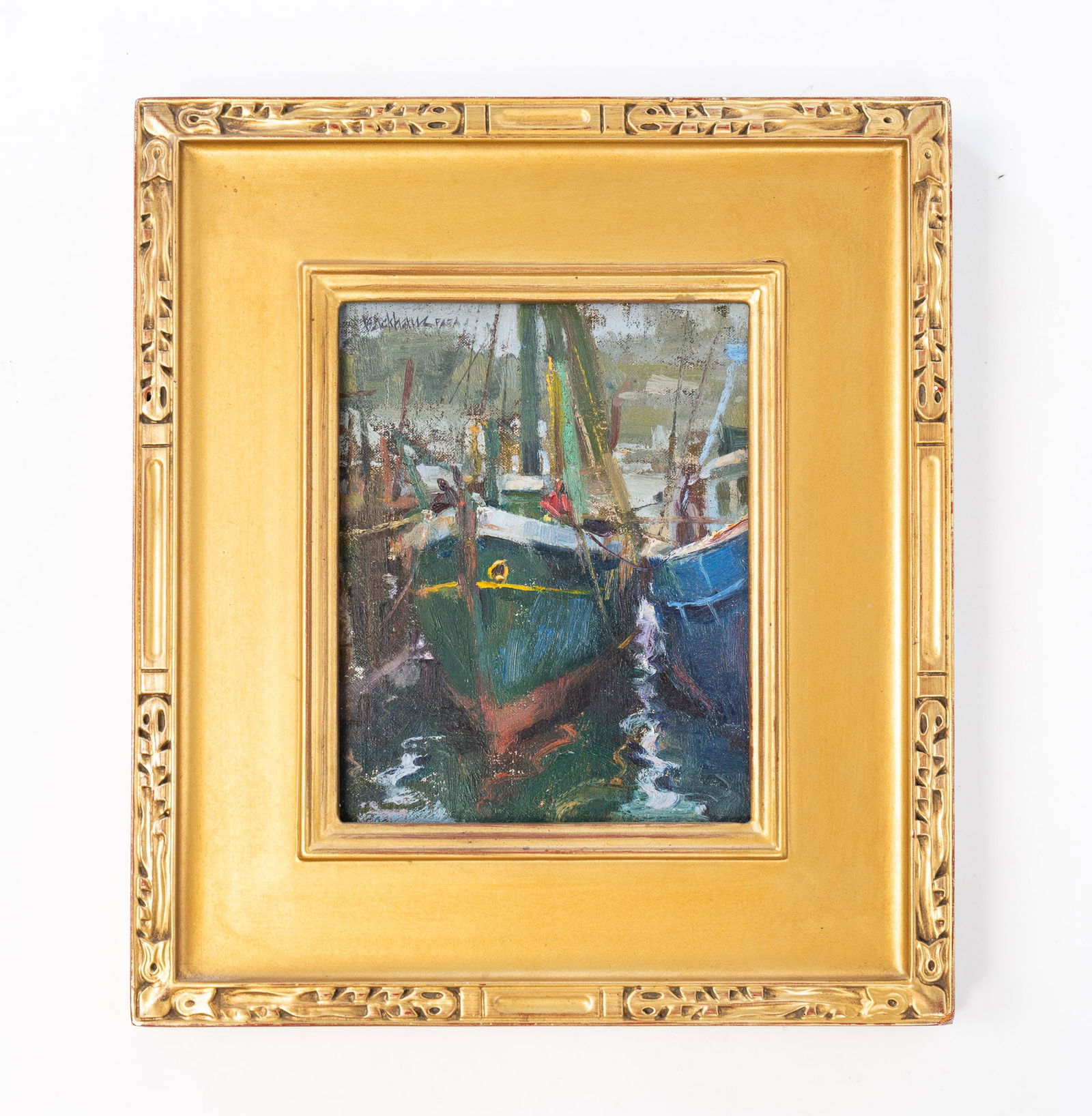 KENN ERROLL BACKHAUS (AMERICAN, B. 1951) "MAKE READY" OIL ON CANVAS BOARD. (1 of 4)