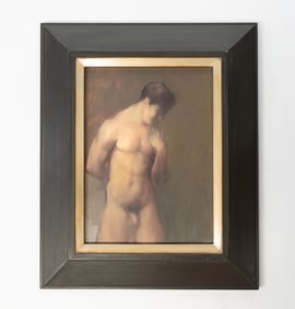 RALF FEYL (AMERICAN, B. 1970) "NUDE #1" OIL ON BOARD.