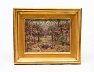 CHARLES ALFRED MEURER (CINCINNATI, OHIO, 1865-1955) OIL ON CANVAS OF AN AUTUMN LANDSCAPE.