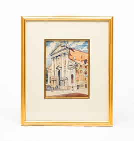 RALPH FANNING (AMERICAN, 1889-1971) "CHURCH BY RIALTO BRIDGE" WATERCOLOR.