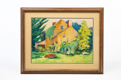 RALPH FANNING (AMERICAN, 1889-1971) "WALT WHITMAN HOME" WATERCOLOR. ON PAPER.