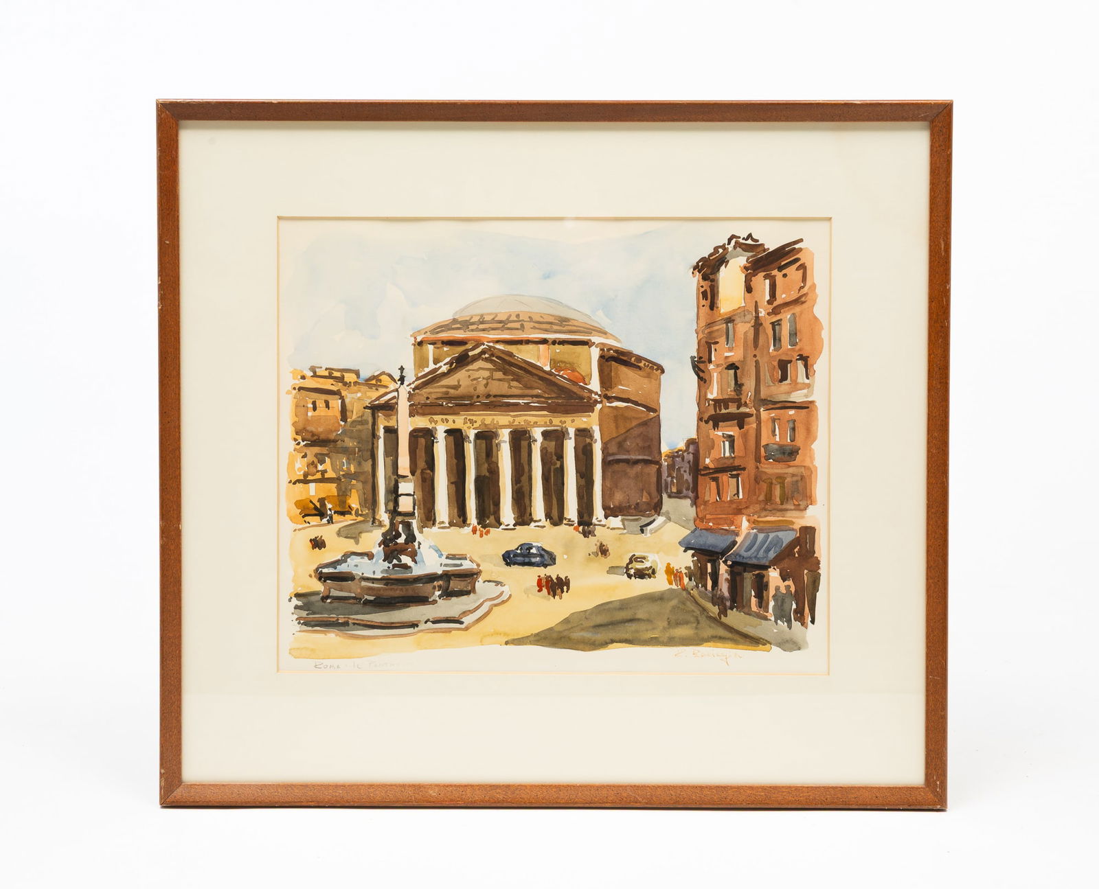 R. BELINGIERI (CONTEMPORARY) "ROMA-IL PANTHEON" WATERCOLOR ON PAPER. (1 of 5)