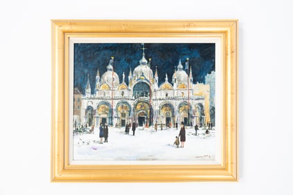 JEREMY KING (ENGLISH, 1933-2020) "ST. MARK'S, VENICE" OIL ON BOARD.