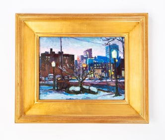 JOSEPH LOMBARDO (COLUMBUS, OHIO, CONTEMPORARY) "EVENING LIGHTS" OIL ON CANVAS