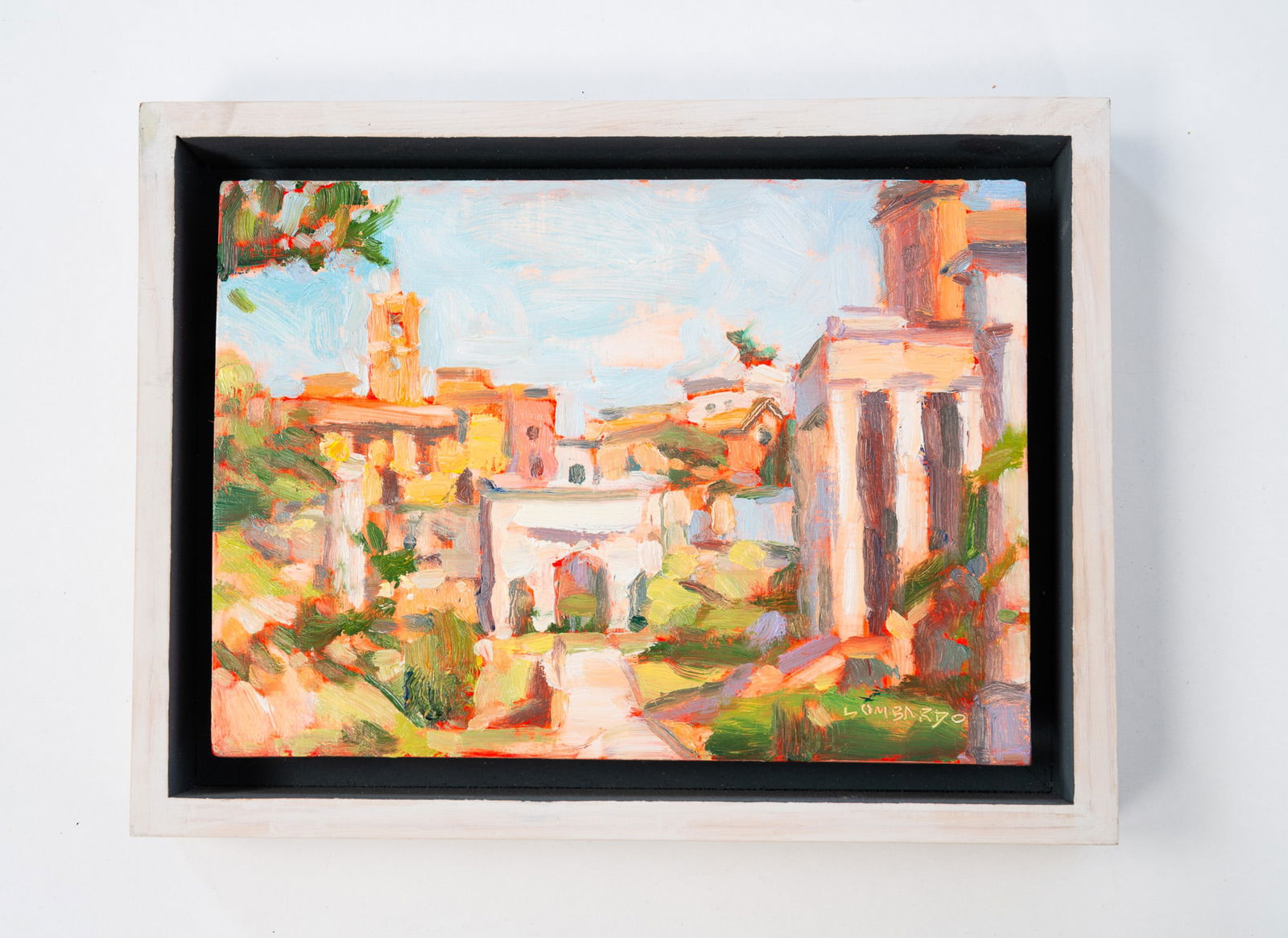 JOSEPH LOMBARDO (COLUMBUS, OHIO, CONTEMPORARY) "THE FORUM" OIL ON BOARD. (1 of 4)