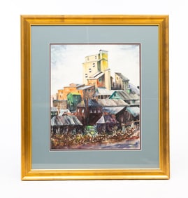 THEODORE HERNDON REAMER (COLUMBUS, OHIO, 1893-1990) WATERCOLOR ON PAPER OF BUILDINGS.