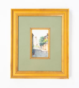 J. RAOUF (CONTEMPORARY) "BASILICA OF ST. FRANCIS" MINIATURE WATERCOLOR.