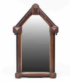 MANNER OF JOHN JELLIFF (AMERICAN, 1813-1893) RENAISSANCE REVIVAL WALNUT AND EBONIZED MIRROR.