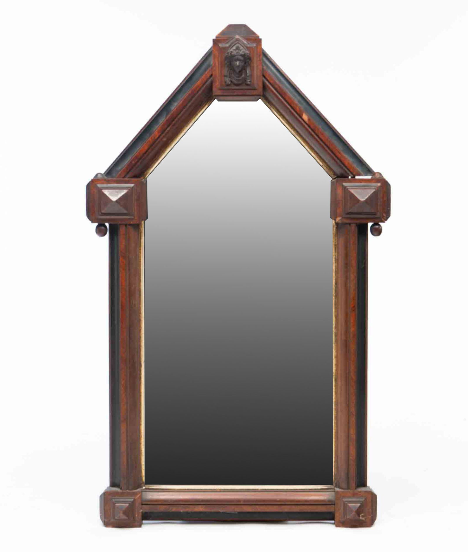 MANNER OF JOHN JELLIFF (AMERICAN, 1813-1893) RENAISSANCE REVIVAL WALNUT AND EBONIZED MIRROR. (1 of 5)