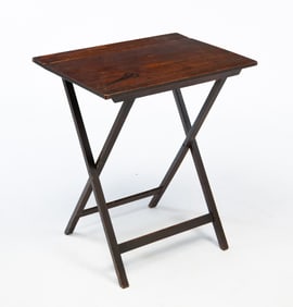 AMERICAN MAHOGANY FOLDING WORK TABLE.